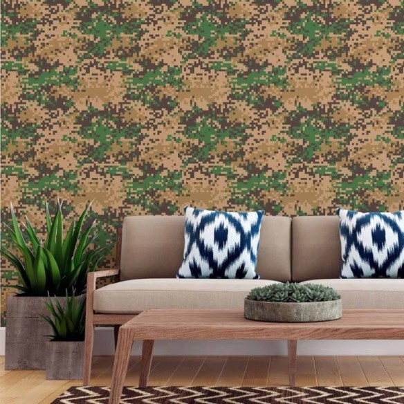 Papel de Parede Adesivo Jovem Camuflado Pixelado N015079