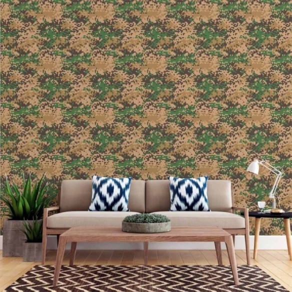 Papel de Parede Adesivo Jovem Camuflado Pixelado N015079