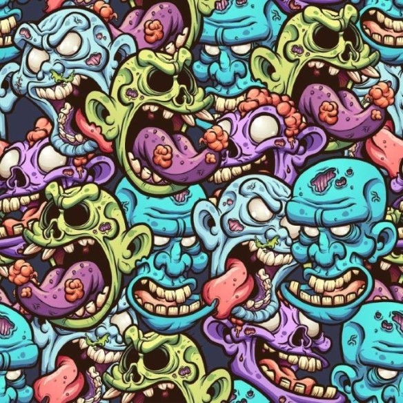 Papel de Parede Adesivo Jovem Cartoon Zumbis N013300