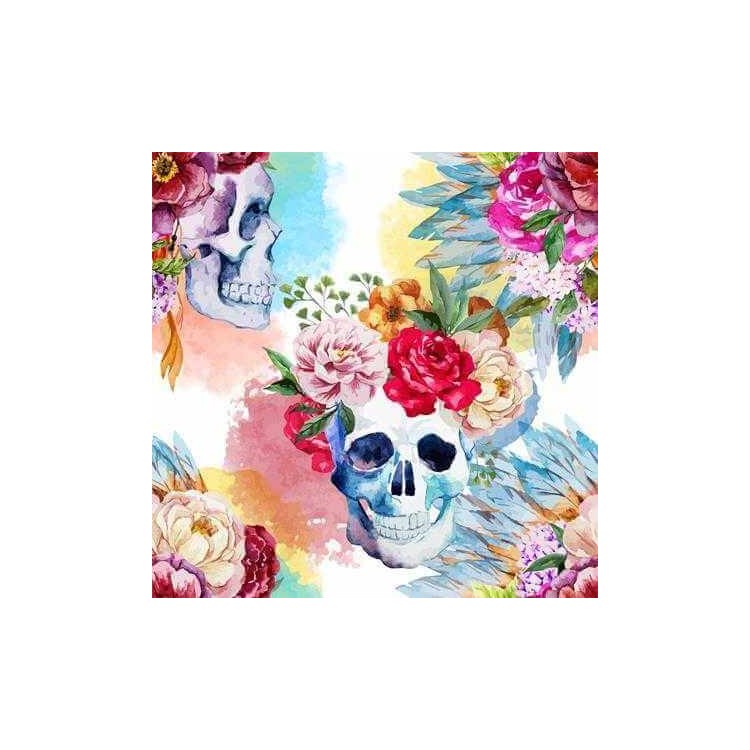 Papel de Parede Adesivo Jovem Caveira Floral...