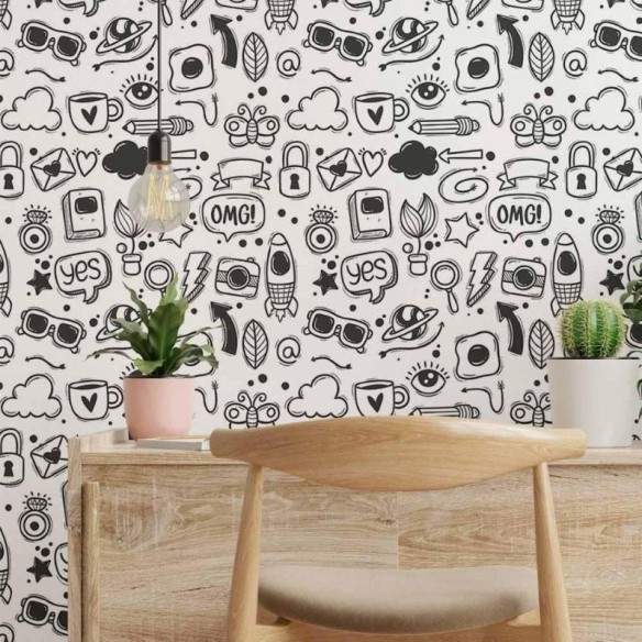 Papel de Parede Adesivo Jovem Colorir N014016