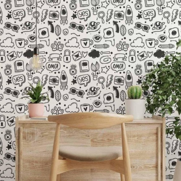 Papel de Parede Adesivo Jovem Colorir N014016