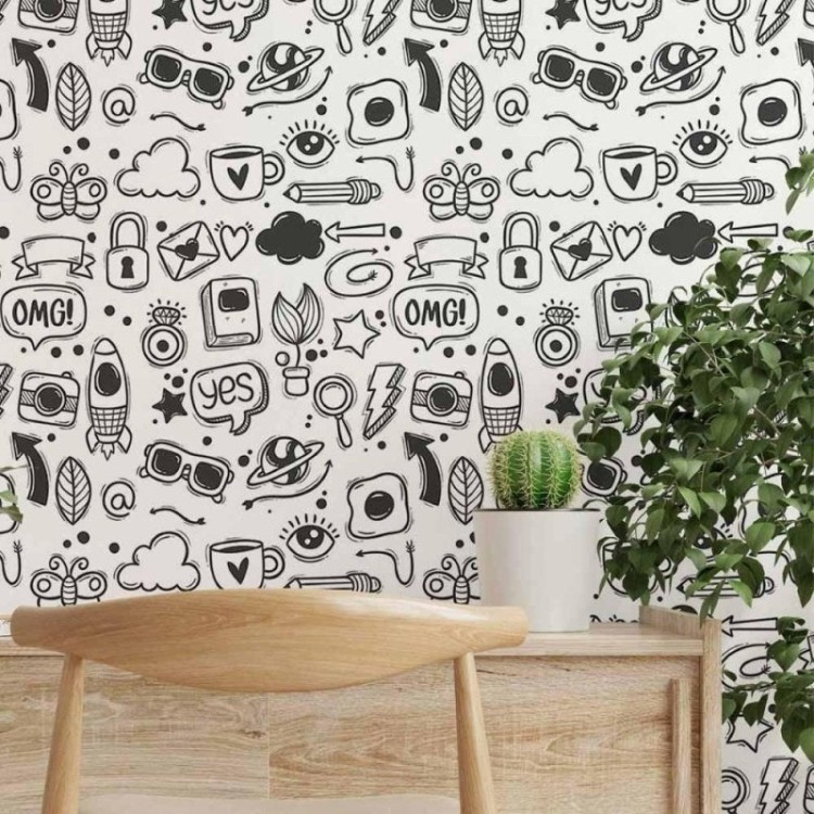 Papel de Parede Adesivo Jovem Colorir N014016