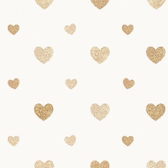 Papel de Parede Adesivo Jovem Corações Gold N015116