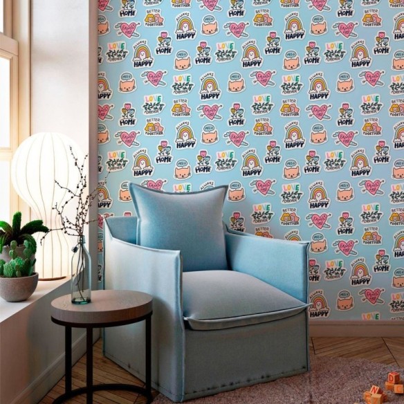 Papel de Parede Adesivo Jovem Figurinhas N010189