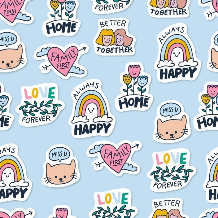 Papel de Parede Adesivo Jovem Figurinhas N010189