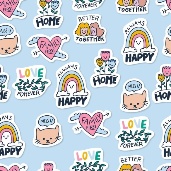Papel de Parede Adesivo Jovem Figurinhas N010189