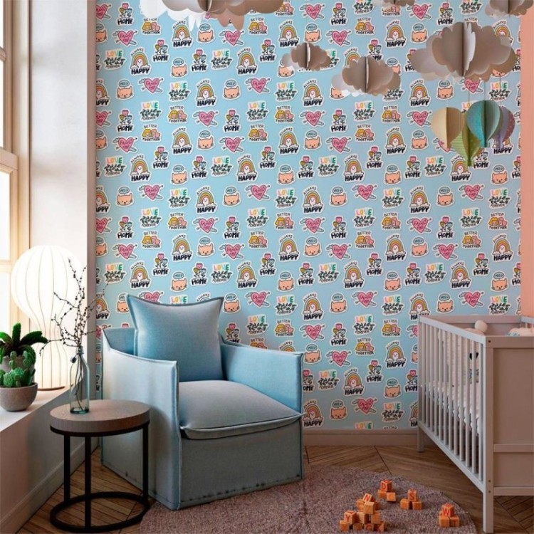 Papel de Parede Adesivo Jovem Figurinhas N010189