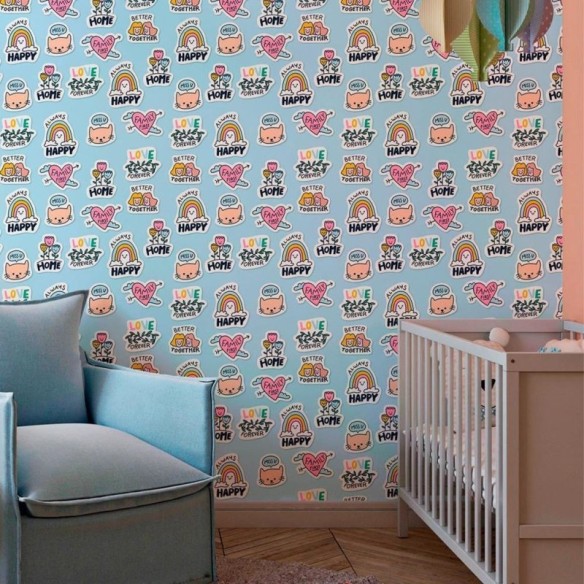 Papel de Parede Adesivo Jovem Figurinhas N010189
