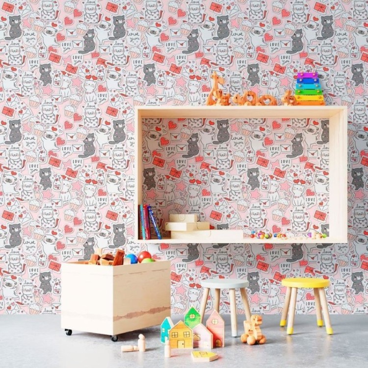 Papel de Parede Adesivo Jovem Gatinhos N010110