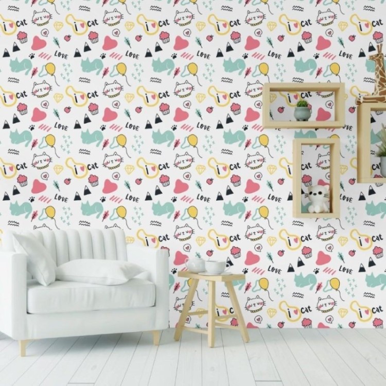 Papel de Parede Adesivo Jovem Gatinhos N019043