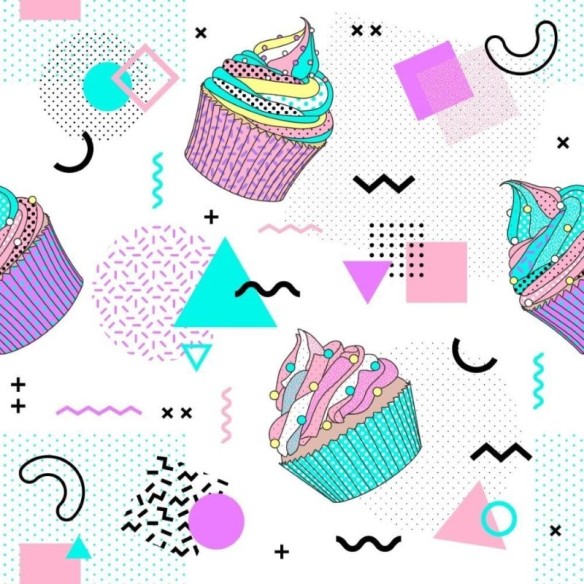 Papel de Parede Adesivo Jovem Geométrico Cupcakes N013145