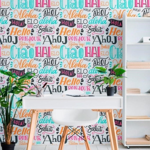 Papel de Parede Adesivo Jovem Hello N011120