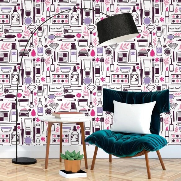 Papel de Parede Adesivo Jovem Maquiagens N017078