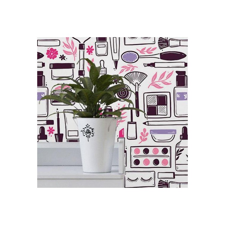 Papel de Parede Adesivo Jovem Maquiagens N017078