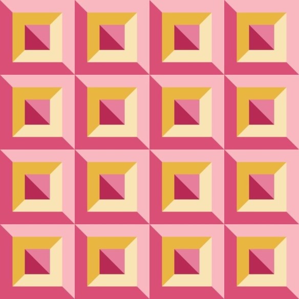 Papel de Parede Adesivo Abstrato Geométrico Rosa e Amarelo N08030