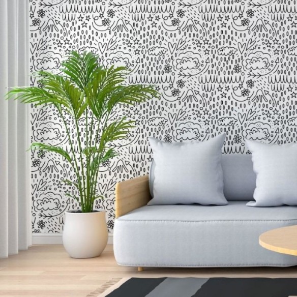 Papel de Parede Adesivo Jovem Para Colorir N013251