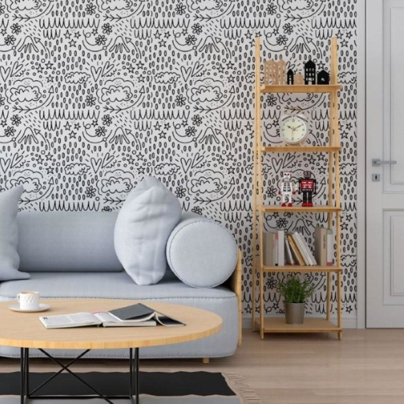 Papel de Parede Adesivo Jovem Para Colorir N013251