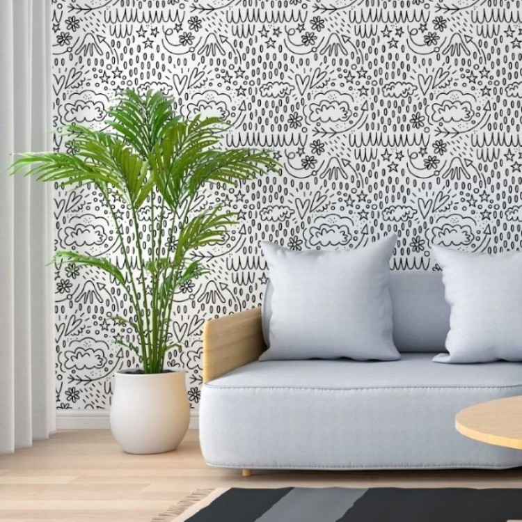 Papel de Parede Adesivo Jovem Para Colorir N013251