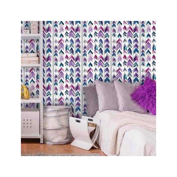 Papel de Parede Adesivo Jovem Penas Aquarela 554391556