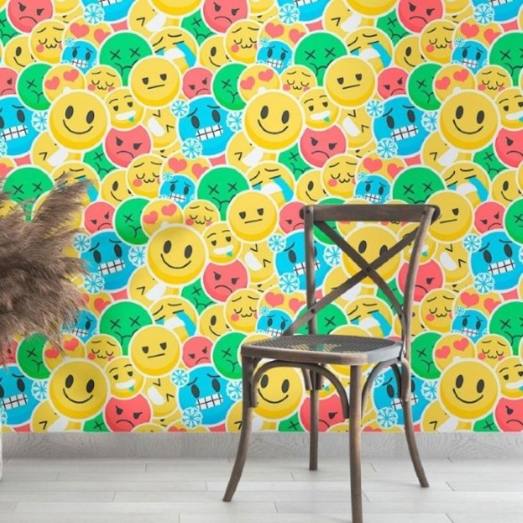 Papel de Parede Adesivo Jovem Stickers Emoji N013068