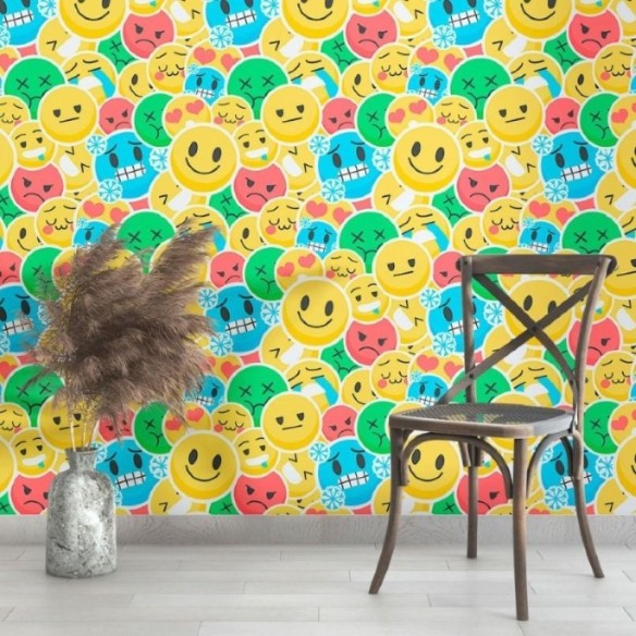 Papel de Parede Adesivo Jovem Stickers Emoji N013068