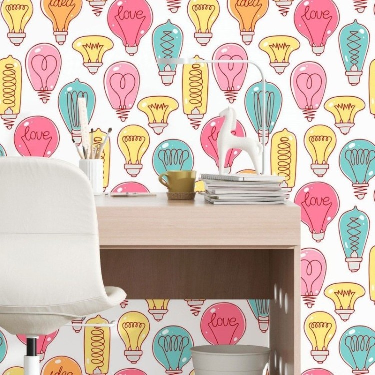 Papel de Parede Adesivo Lampadas Coloridas N016056