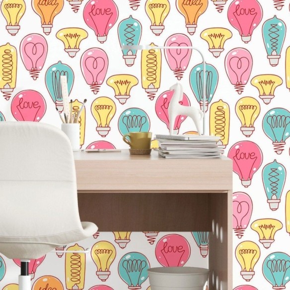 Papel de Parede Adesivo Lampadas Coloridas N016056