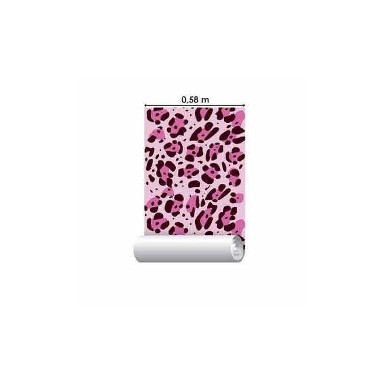 Papel de Parede Adesivo Leopardo Rosa 654