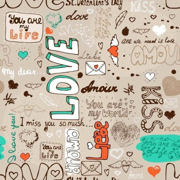 Papel de Parede Adesivo Lettering Love em Fundo Bege N06103
