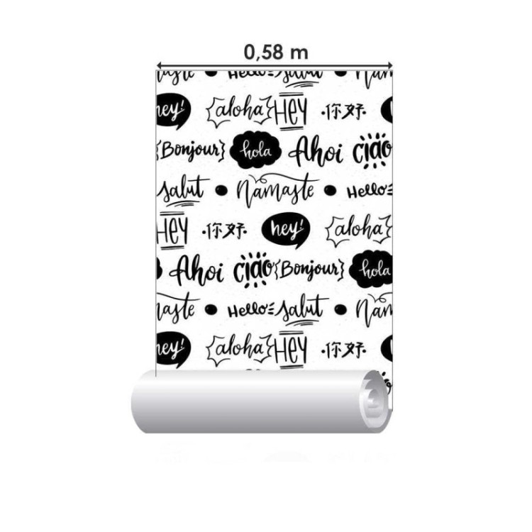 Papel de Parede Adesivo Lettering Preto e...