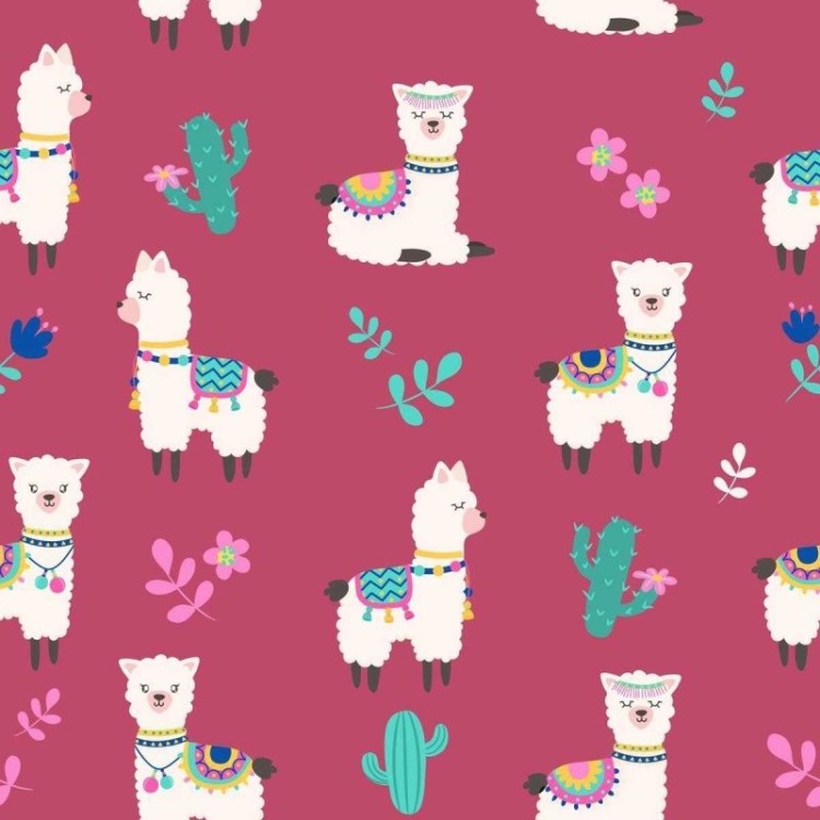Papel de Parede Adesivo Lhama Rosa N04296