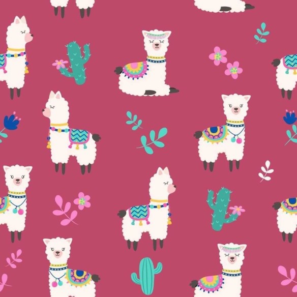 Papel de Parede Adesivo Lhama Rosa N04296