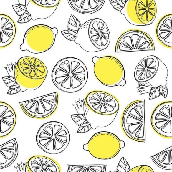 Papel de Parede Adesivo Limão Siciliano Fundo Branco N06020