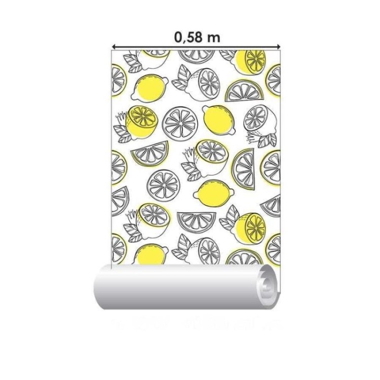 Papel de Parede Adesivo Limão Siciliano Fundo...