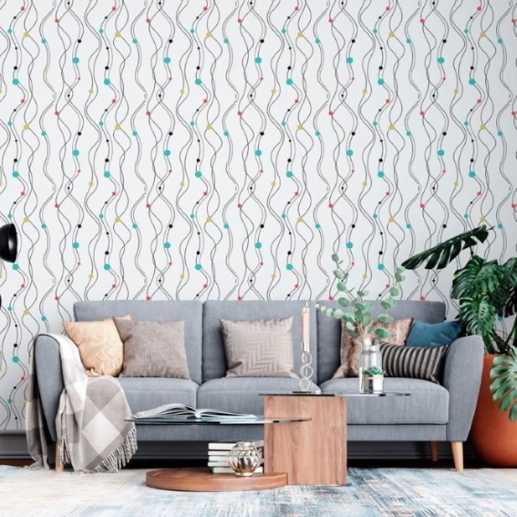 Papel de Parede Adesivo Linhas Onduladas N013276