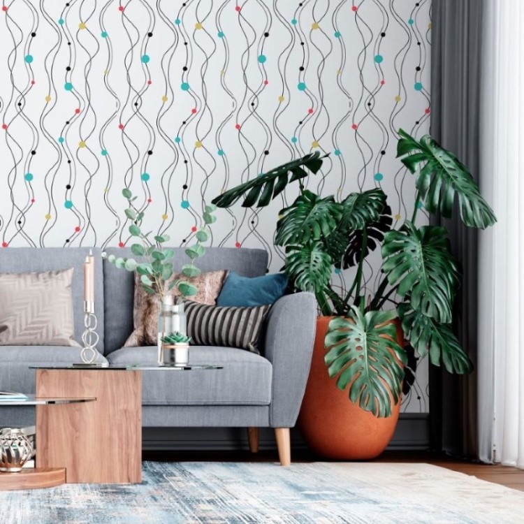 Papel de Parede Adesivo Linhas Onduladas N013276