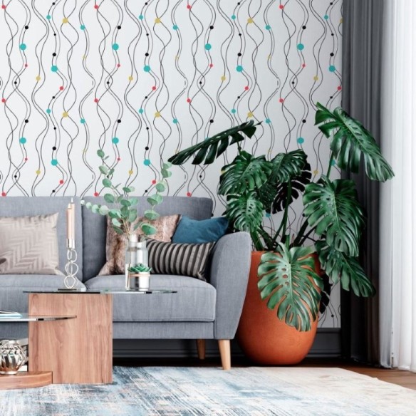 Papel de Parede Adesivo Linhas Onduladas N013276