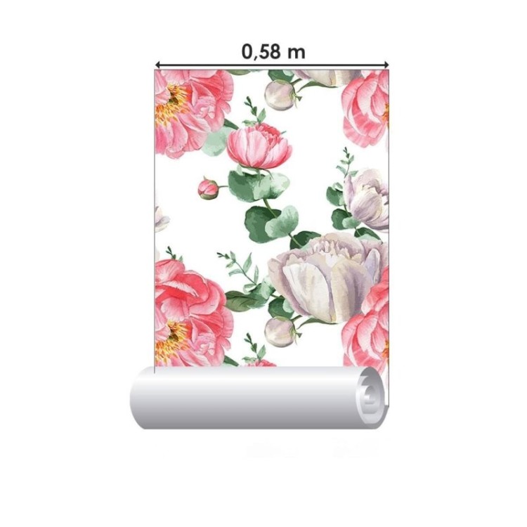 Papel de Parede Adesivo Lisianthus Rosa em...