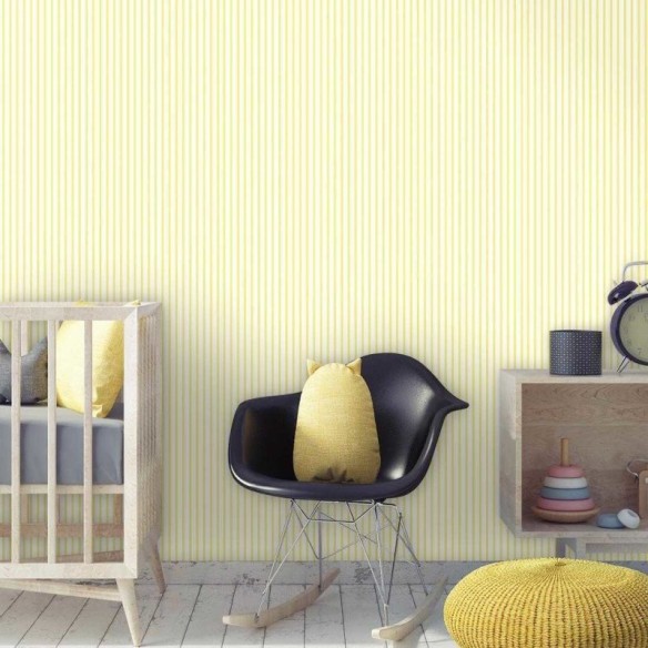 Papel de Parede Adesivo Listrado Amarelo 1102