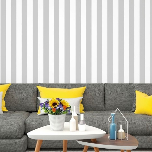 Papel de Parede Adesivo Listrado Cinza N017088