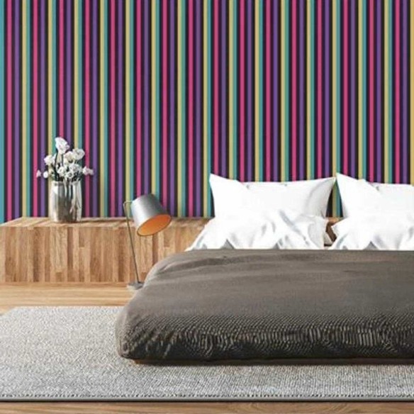 Papel de Parede Adesivo Listrado Colorido 1165