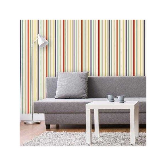 Papel de Parede Adesivo Listrado Colorido 45564