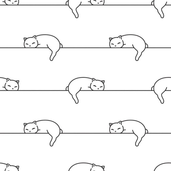 Papel de Parede Adesivo Listrado Gatinhos N019013