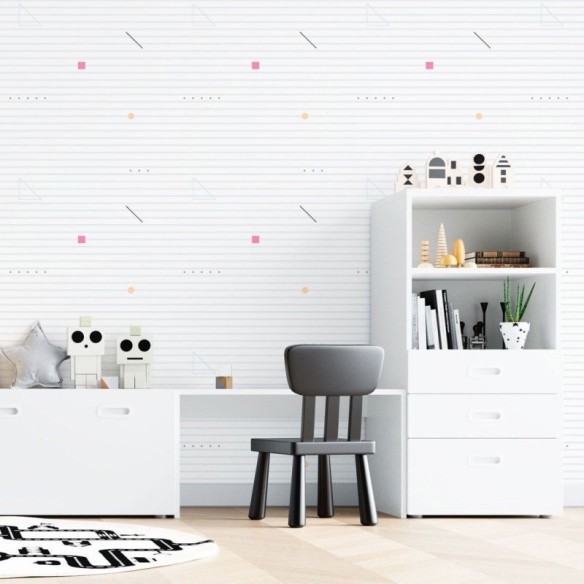 Papel de Parede Adesivo Listrado Geométrico Abstrato N015148