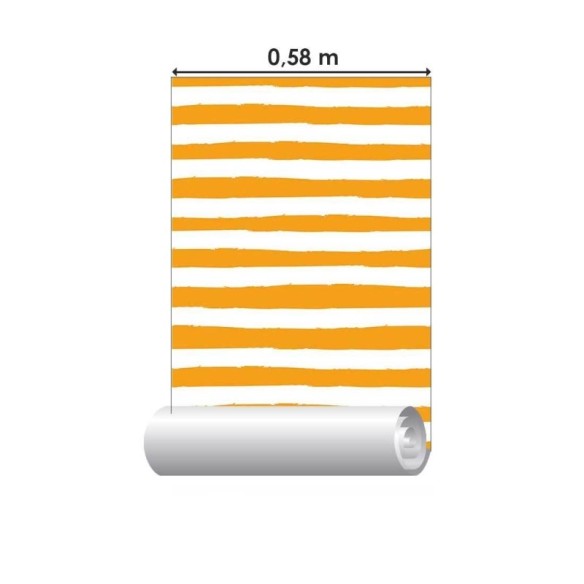 Papel de Parede Adesivo Listrado Laranja N018074