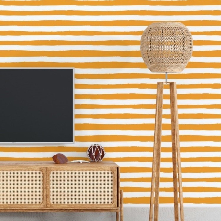 Papel de Parede Adesivo Listrado Laranja N018074