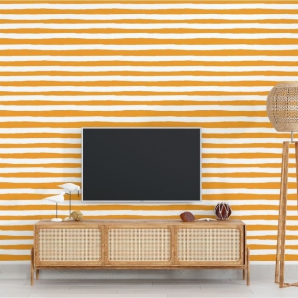 Papel de Parede Adesivo Listrado Laranja N018074