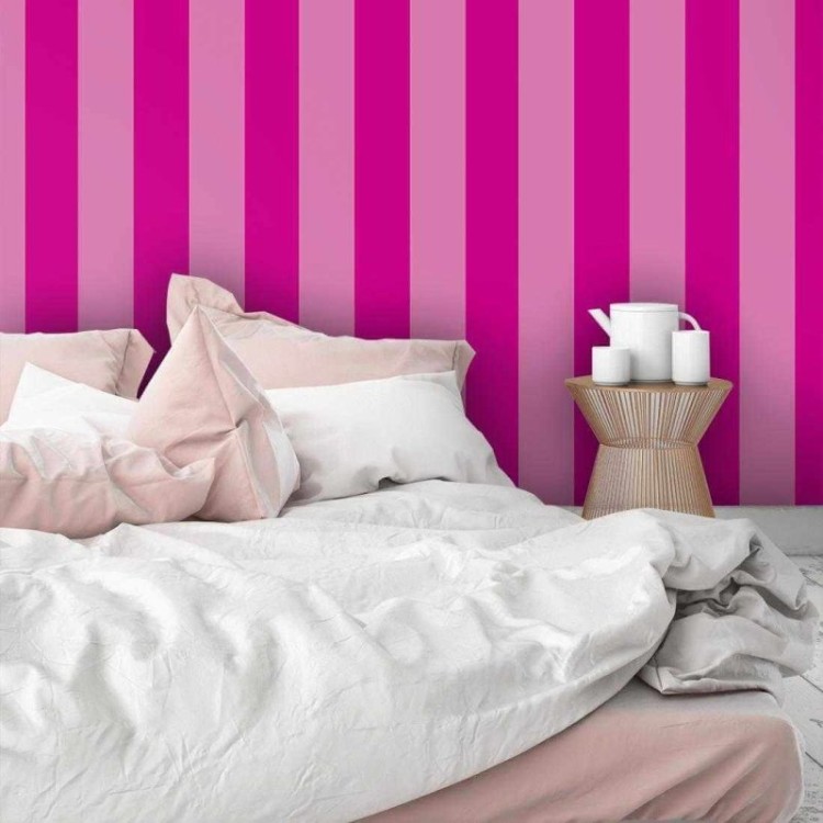 Papel de Parede Adesivo Listrado Rosa 034