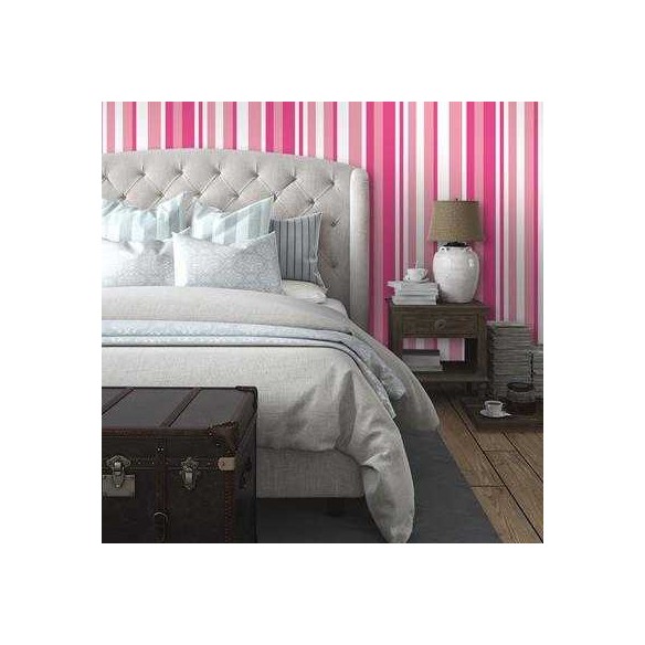 Papel de Parede Adesivo Listrado Rosa 1058